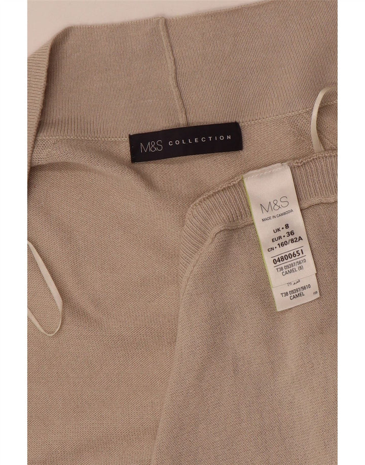 Женский удлиненный открытый кардиган Marks & Spencer UK 8, маленький бежевый