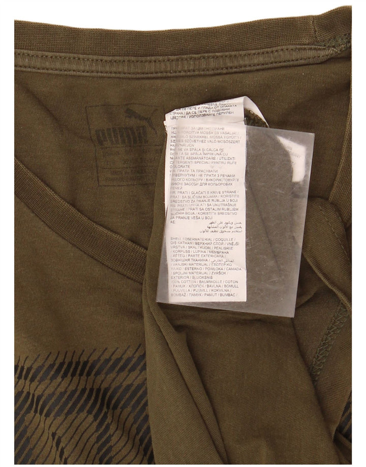 Мужская футболка с рисунком PUMA, большой хлопок цвета хаки