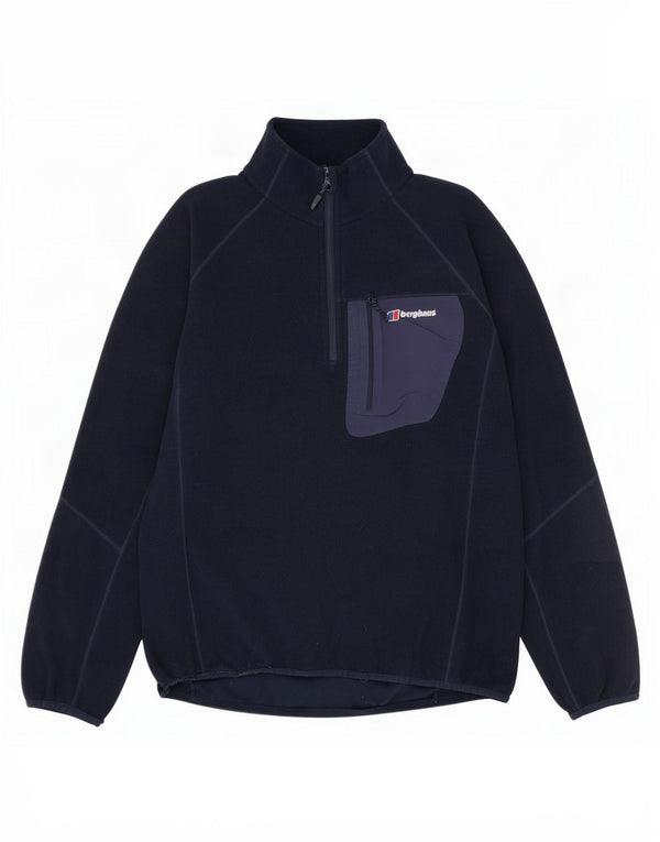 Berghaus Мужской флисовый джемпер с воротником на молнии, большой размер, темно-синий, полиэстер