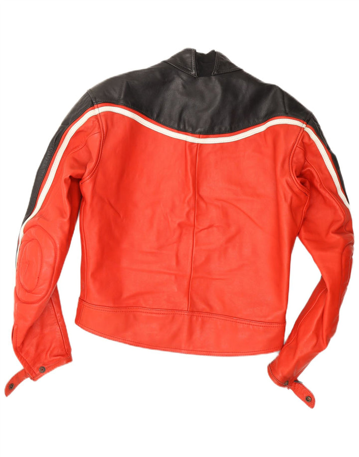 Мужская кожаная куртка-гонщик Dainese IT 52, большая красная кожа с цветными блоками