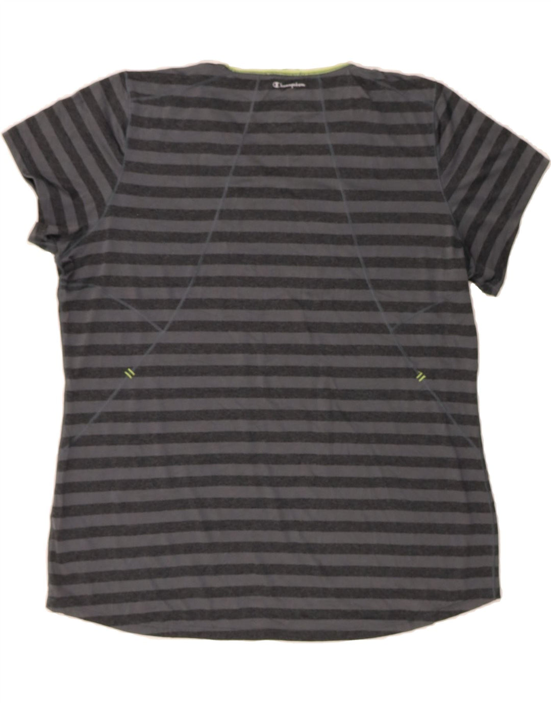 CHAMPION Womens T-Shirt Top UK 20 2XL Black Striped Polyester Vintage Champion and Second-Hand Champion from Messina Hembry 