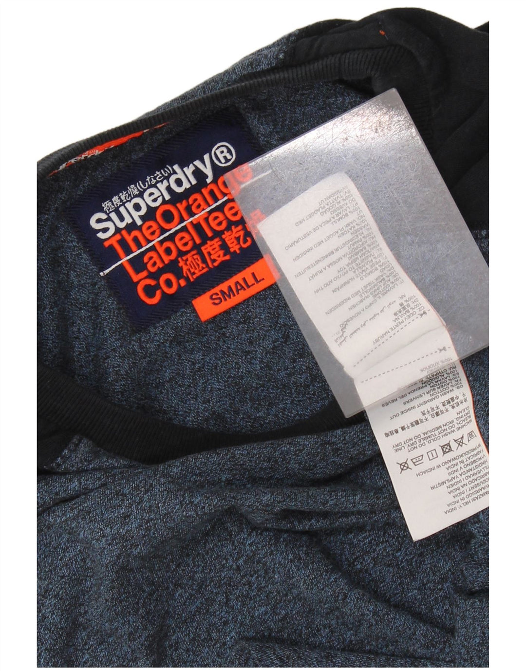 Мужская футболка Superdry, маленькая, темно-синяя, хлопковая с цветными блоками