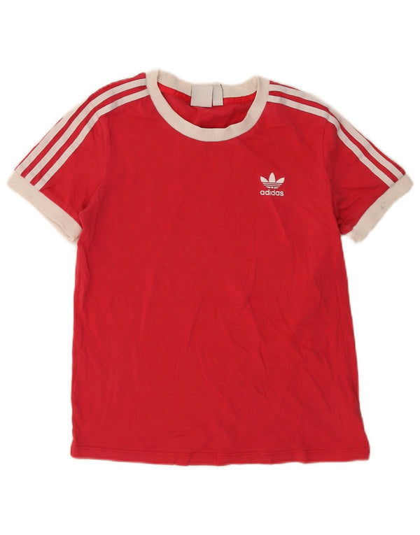 Женская футболка Adidas Top UK 10, маленькая красная, хлопковая с цветными блоками