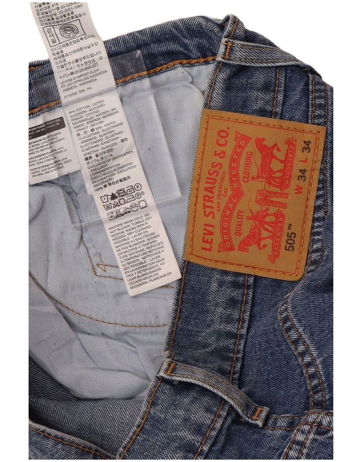 Мужские прямые джинсы Levi's 505 W34 L34 синие, хлопок