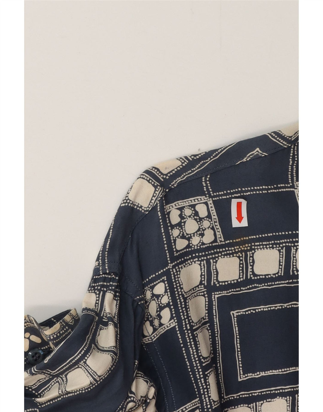 Мужская рубашка VINTAGE, большая, темно-синяя, с геометрическим узором