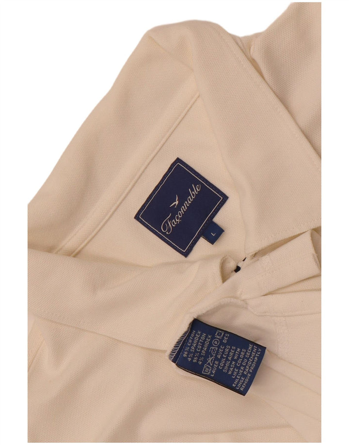 Мужская рубашка поло Faconnable с длинным рукавом, большой белый хлопок