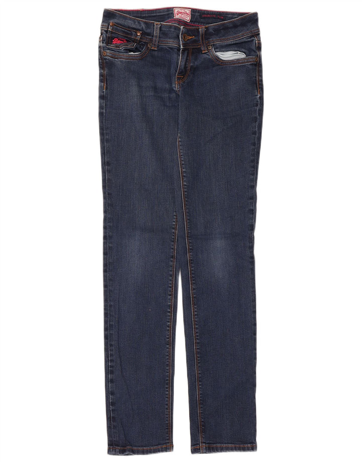 Женские узкие джинсы-сигареты Superdry W28 L32, темно-синие, хлопок