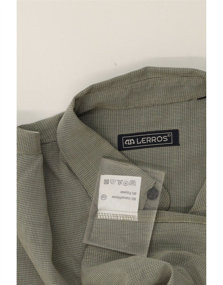 LERROS Mens Shirt Large Green Striped Viscose Vintage Lerros and Second-Hand Lerros from Messina Hembry 