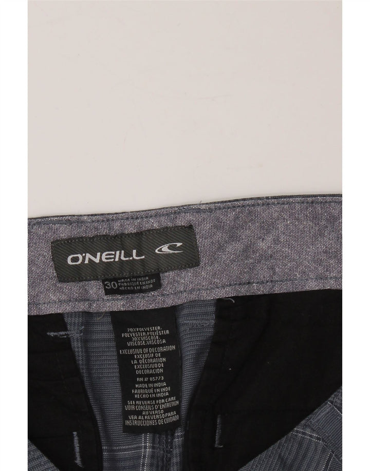 O'NEILL Mens Chino Shorts W30 Medium Navy Blue Check Polyester Vintage O'Neill and Second-Hand O'Neill from Messina Hembry 