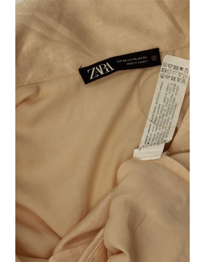 Женская укороченная блузка-рубашка Zara UK 6 XS, бежевый полиэстер
