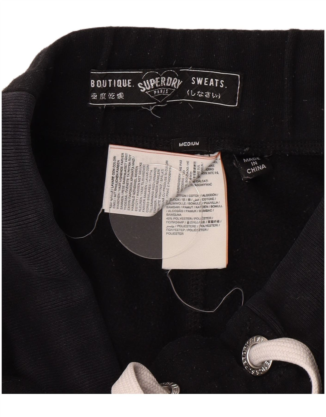 Женские спортивные брюки с рисунком Superdry, брюки для бега, Великобритания 12, средний черный