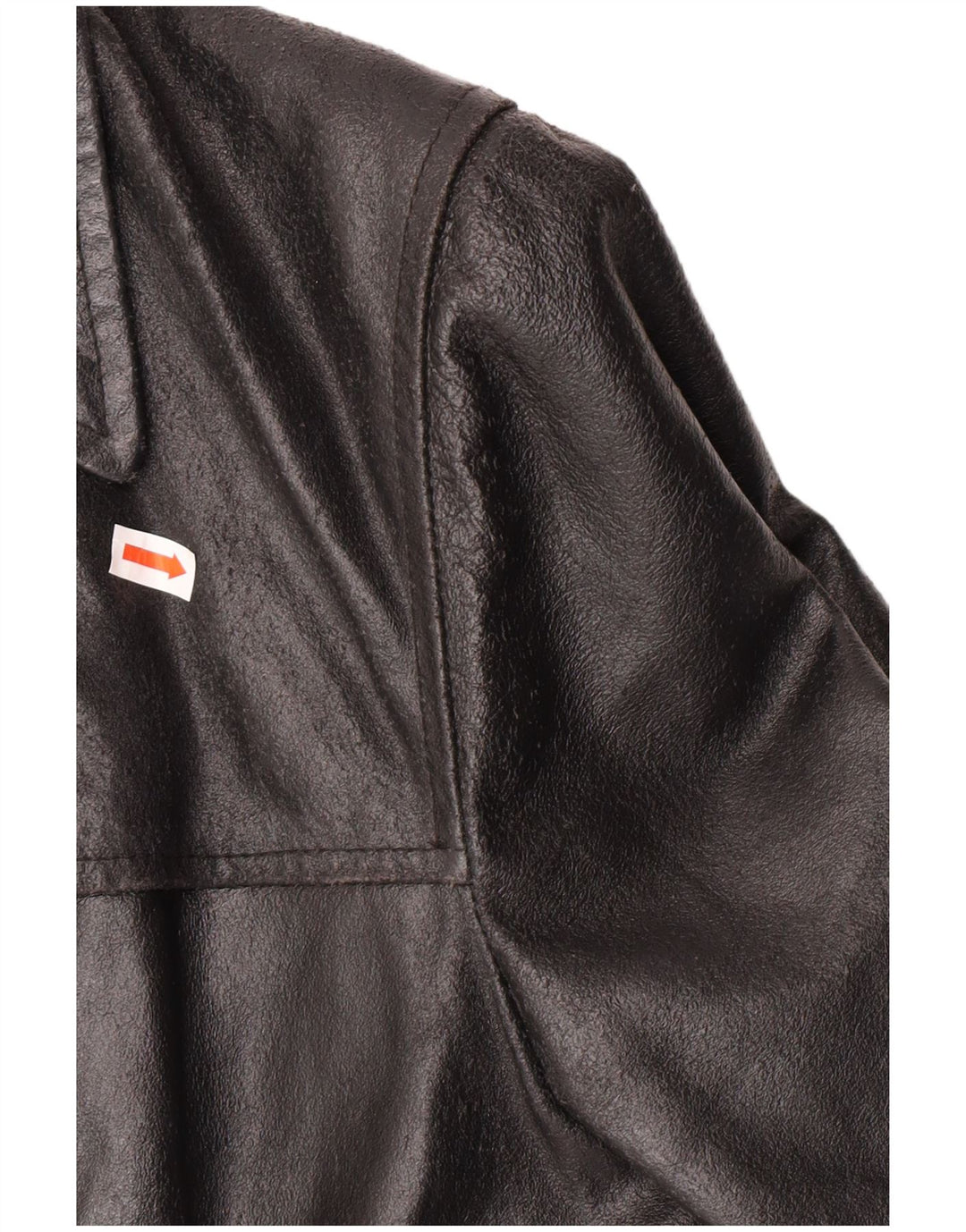 Винтажная женская кожаная куртка UK 12, классическая черная кожа среднего размера