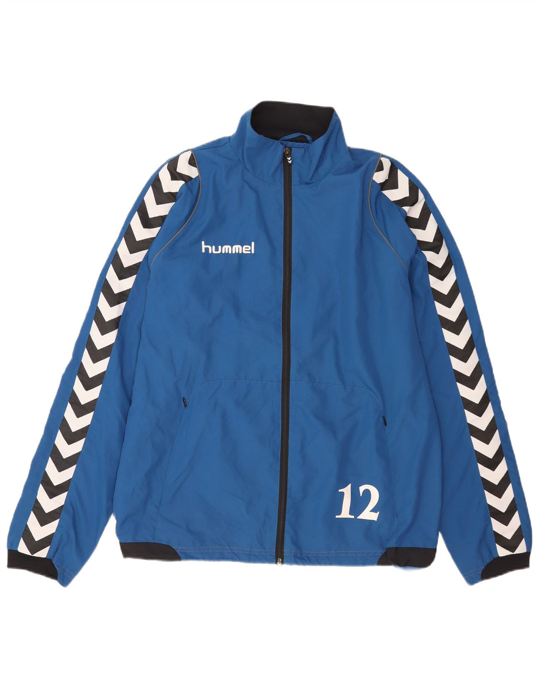 Hummel Мужской спортивный костюм с графическим рисунком, верхняя куртка, средний синий, полиэстер с цветными блоками