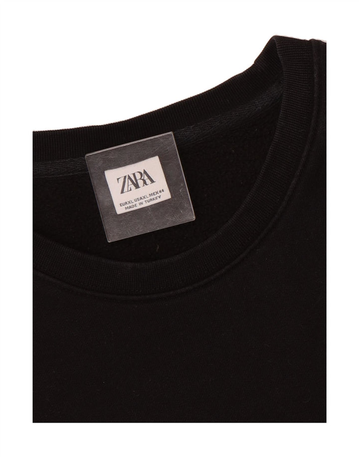 ZARA Mens Sweatshirt Jumper XL Black Cotton Vintage Zara and Second-Hand Zara from Messina Hembry 