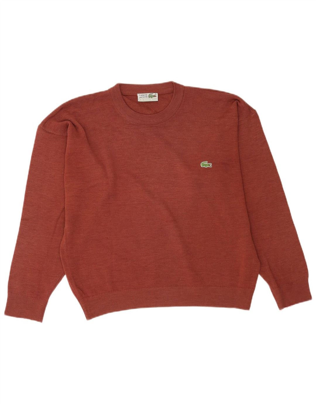 Мужской свитер Lacoste с круглым вырезом, размер 5, большой, коричневый, шерсть