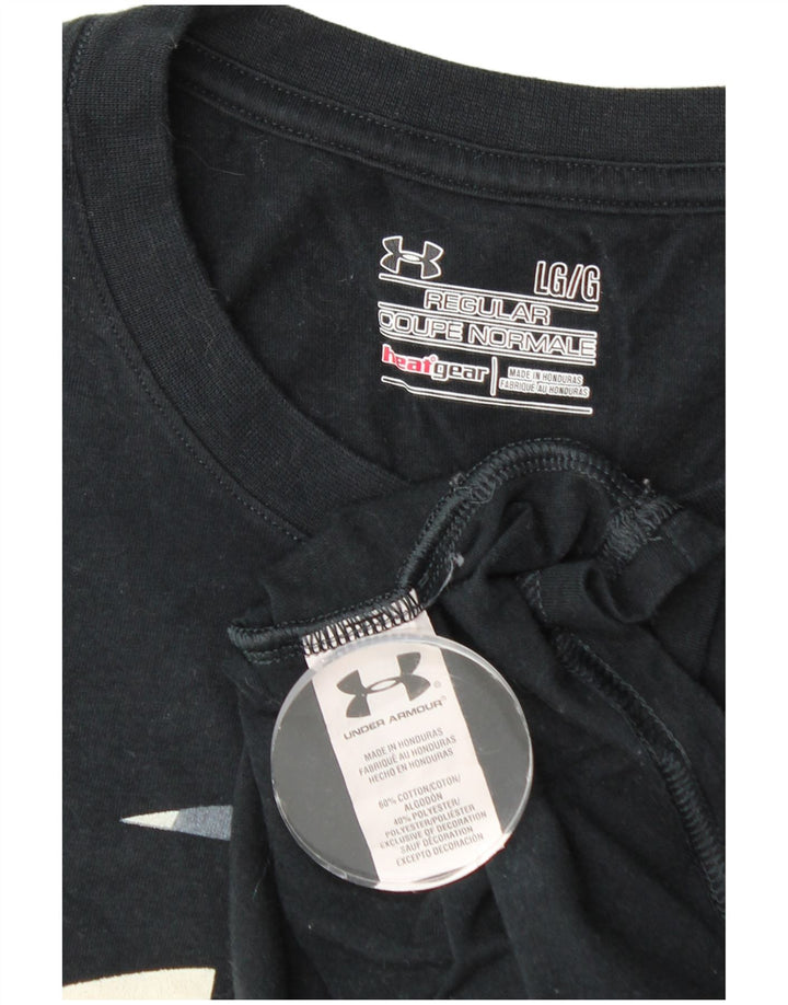 Мужская футболка с обычным рисунком UNDER ARMOR Heat Gear, большой черный хлопковый топ