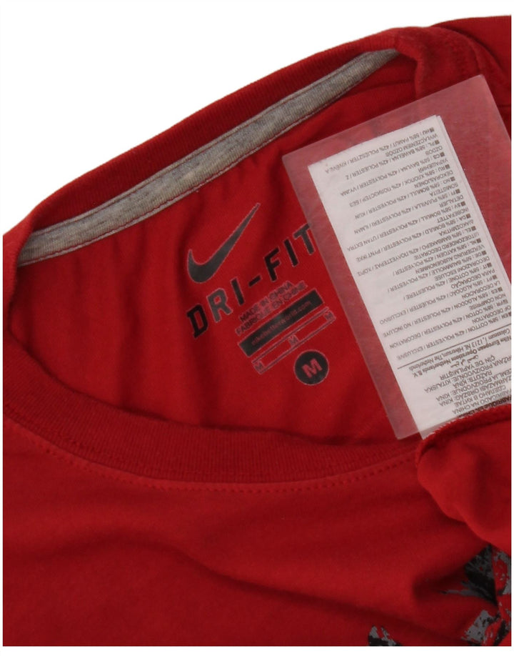 Мужская футболка NIKE Dri Fit с рисунком, хлопковый топ среднего красного цвета
