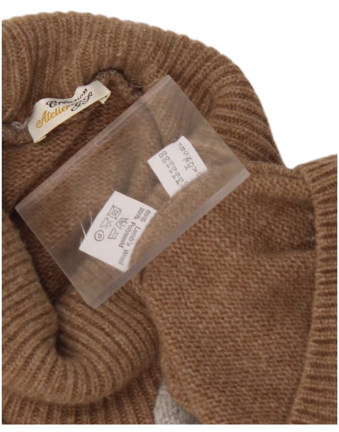 ВИНТАЖНЫЙ женский джемпер с высоким воротником, свитер EU 56 6XL, коричневый с цветными блоками