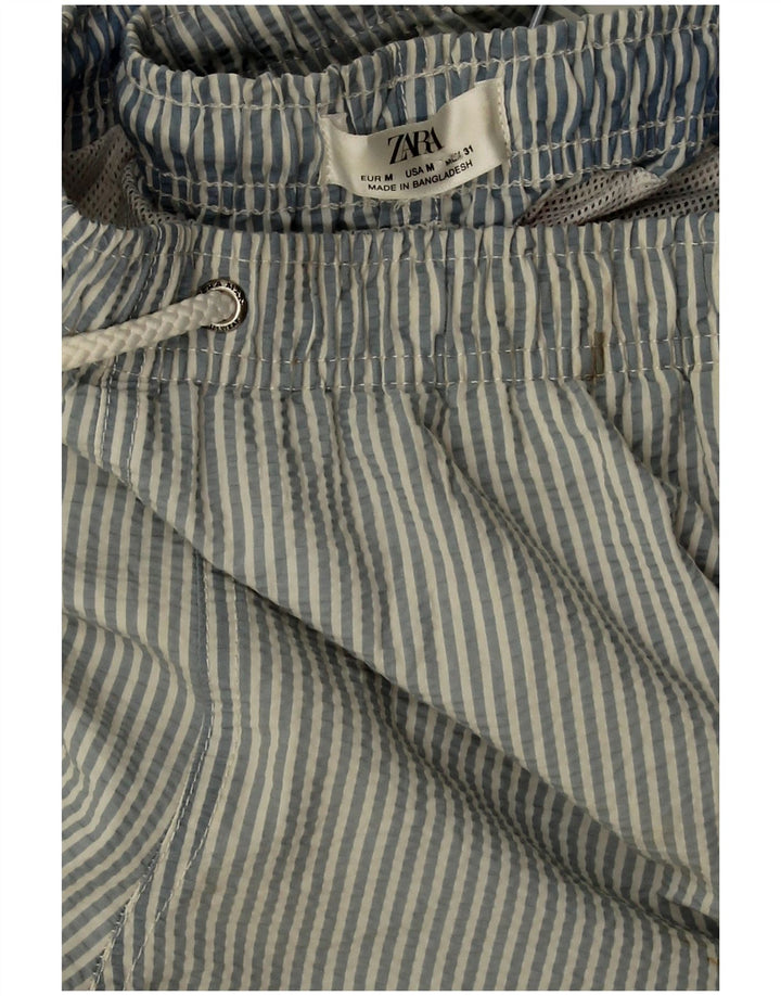 Мужские шорты для плавания Zara, средний синий полиэстер в тонкую полоску