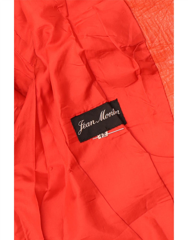 ВИНТАЖНЫЙ женский кожаный пиджак на 2 пуговицах IT 42 Средний оранжевый