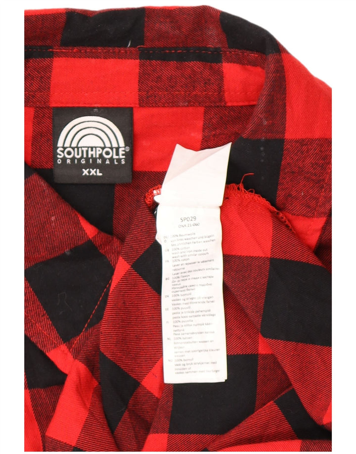 Мужская фланелевая рубашка SOUTHPOLE 2XL, красный хлопок в мелкую клетку