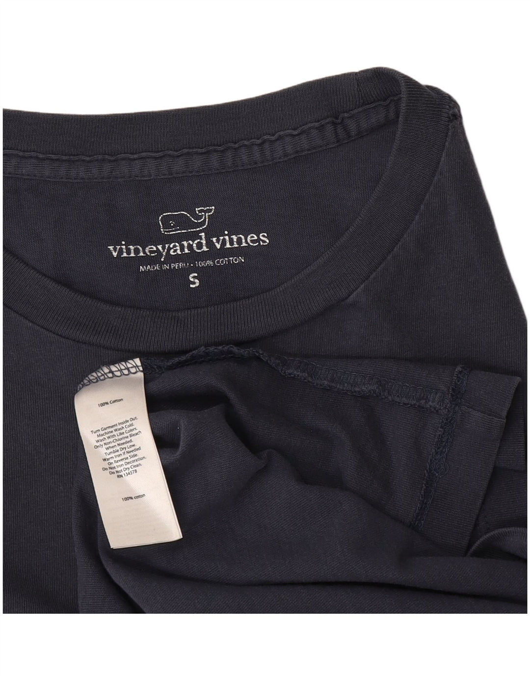 Мужской топ с графическим рисунком Vineyard Vines, маленький темно-синий хлопок с длинными рукавами