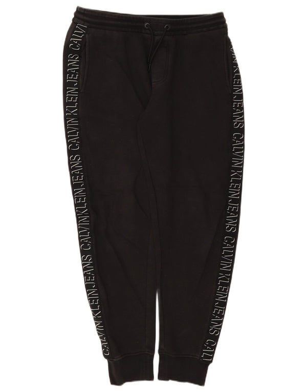 Calvin Klein Mens Graphic Tracksuit Trousers Joggers Medium Black Cotton