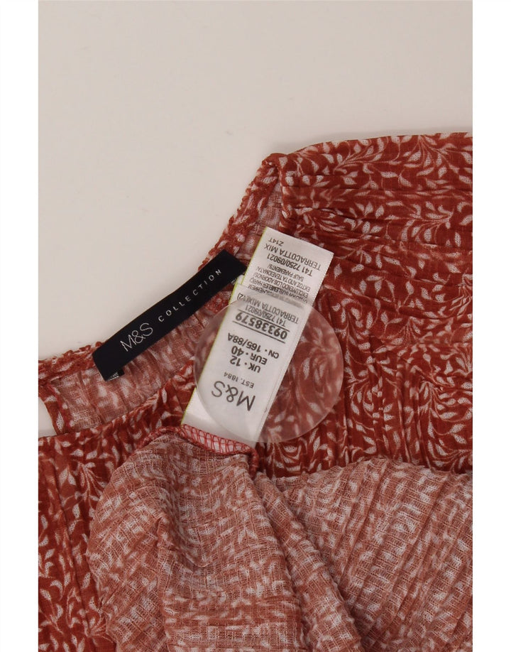 Женская блузка с длинным рукавом MARKS & SPENCER UK 12, средний красный с цветочным принтом