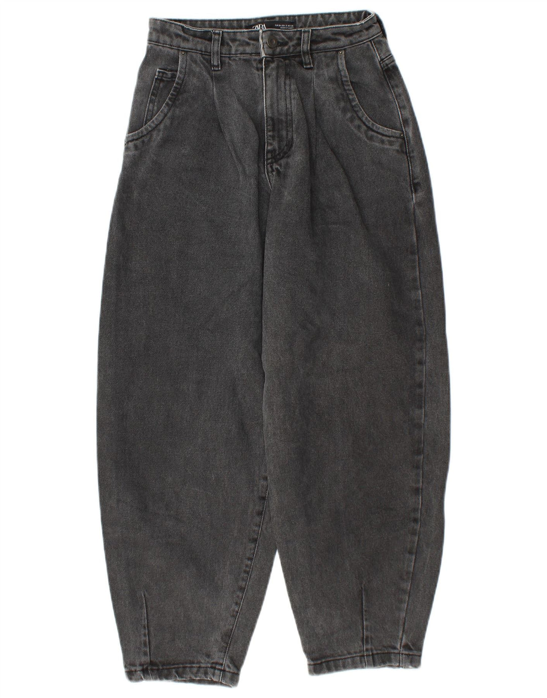 Женские укороченные джинсы с завышенной талией ZARA EU 34 2XS W24 L25 Серые