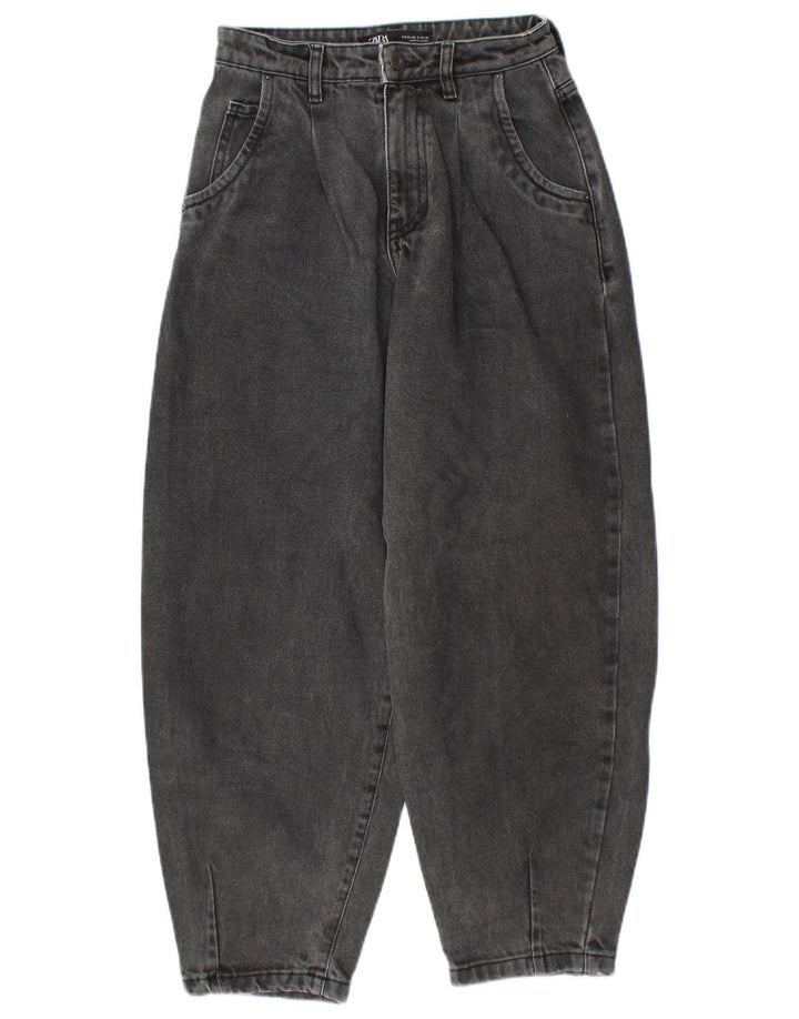 Женские укороченные джинсы с завышенной талией ZARA EU 34 2XS W24 L25 Серые