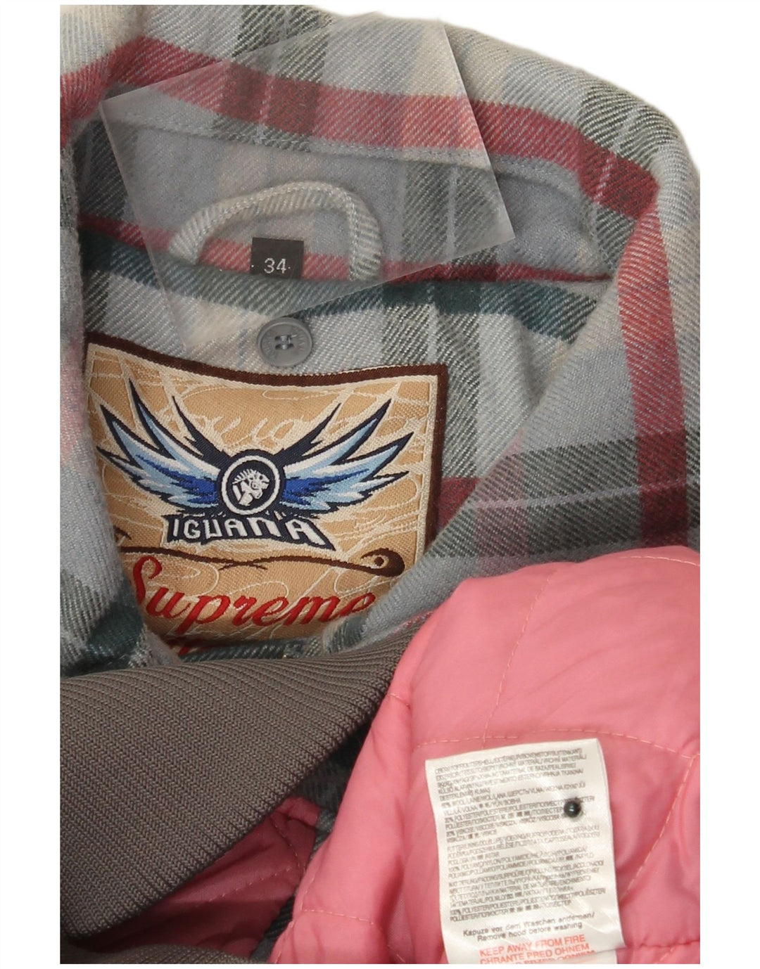 Мужская куртка-бомбер Iguana UK 34 XS серая шерстяная в клетку