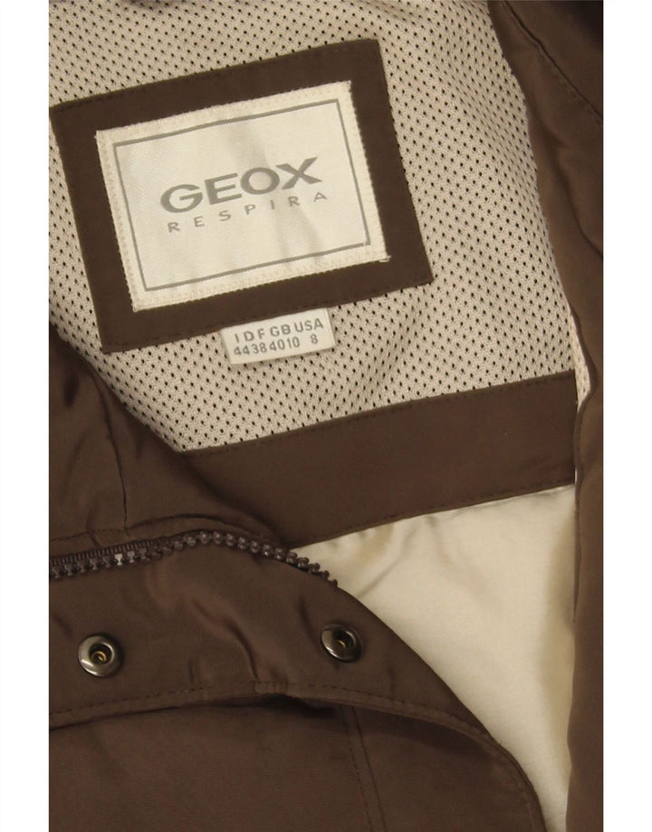 Женское длинное стеганое пальто Geox UK 10, маленькое коричневое, полиэстер