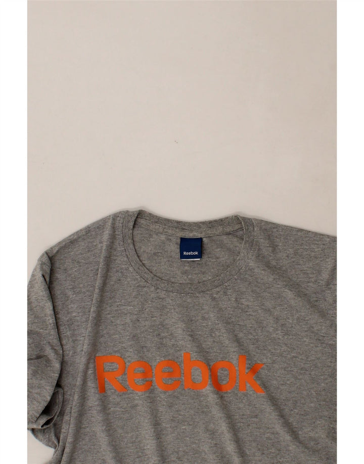 REEBOK Mens Graphic T-Shirt Top Large Grey Cotton Vintage Reebok and Second-Hand Reebok from Messina Hembry 