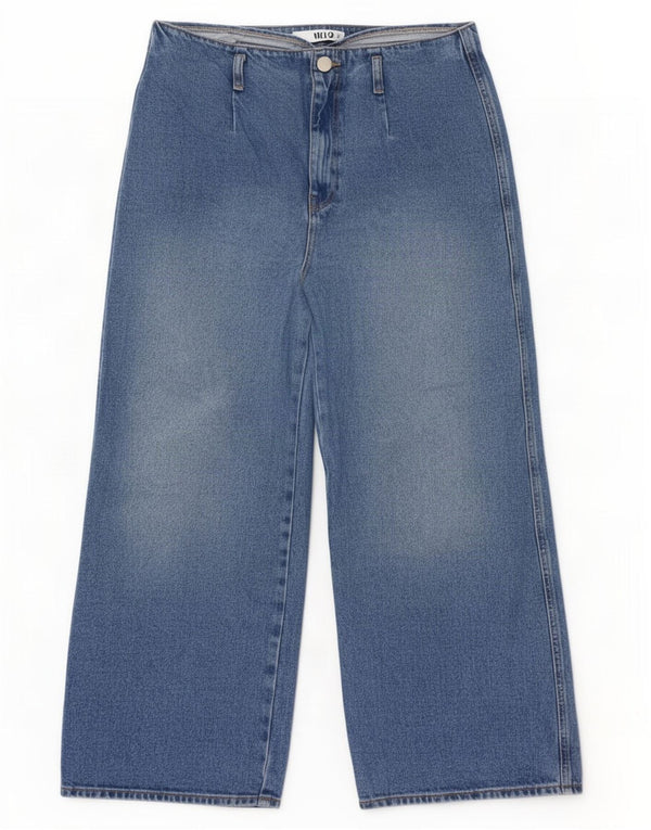 Женские укороченные широкие джинсы с высокой талией Zara EU 44 XL W34 L26 синие