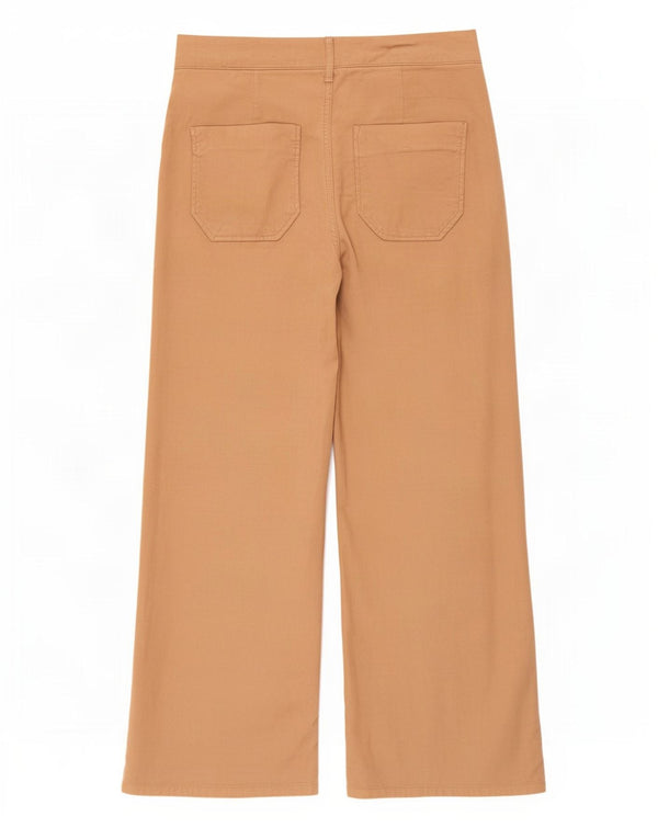 Женские укороченные широкие брюки Zara EU 38, маленькие W28 L25, бежевый хлопок