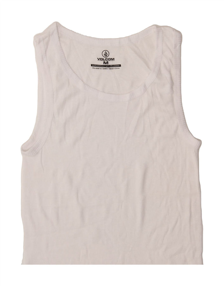 VOLCOM Womens Sleeveless Bodycon Dress UK 12 Medium White Cotton Vintage Volcom and Second-Hand Volcom from Messina Hembry 