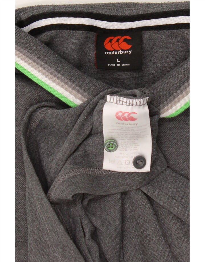 CANTERBURY Mens Polo Shirt Large Grey Polyester Vintage Canterbury and Second-Hand Canterbury from Messina Hembry 