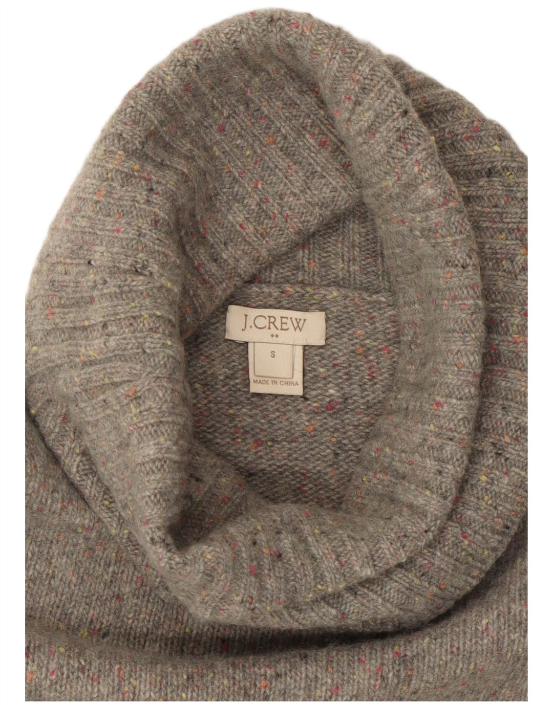 Женский джемпер с высоким воротником J. CREW, размер UK 10, маленький серый в крапинку