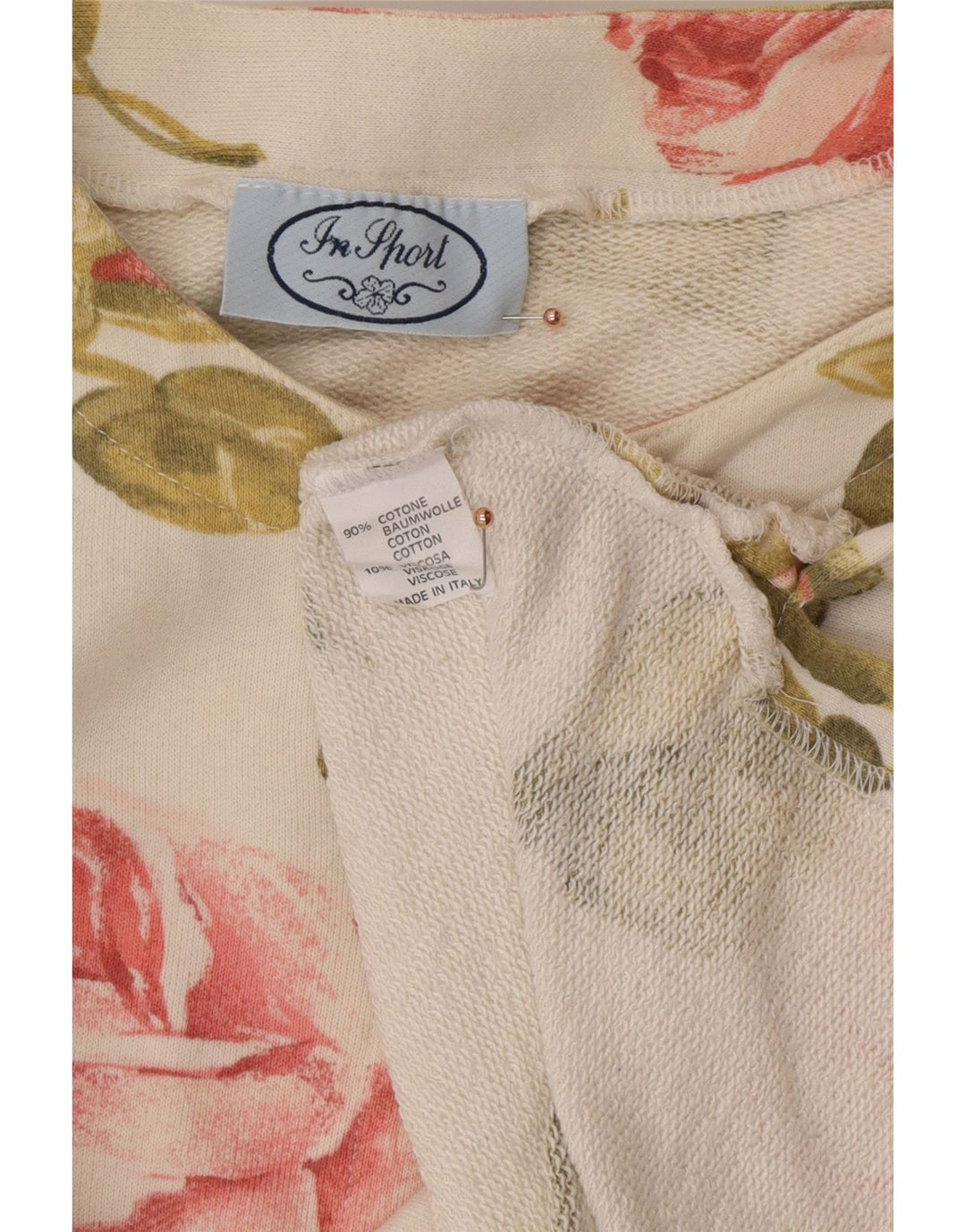 ВИНТАЖНЫЙ женский топ с длинным рукавом, Великобритания, 16, большой размер, белый, хлопковый с цветочным принтом