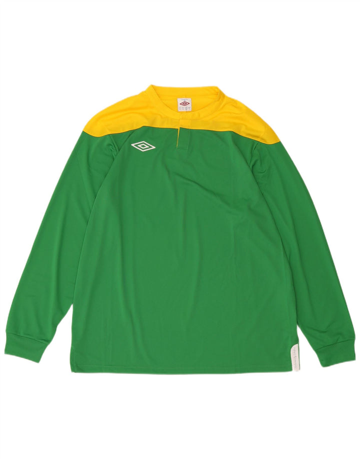 UMBRO Mens Top Long Sleeve XL Green Colourblock Polyester