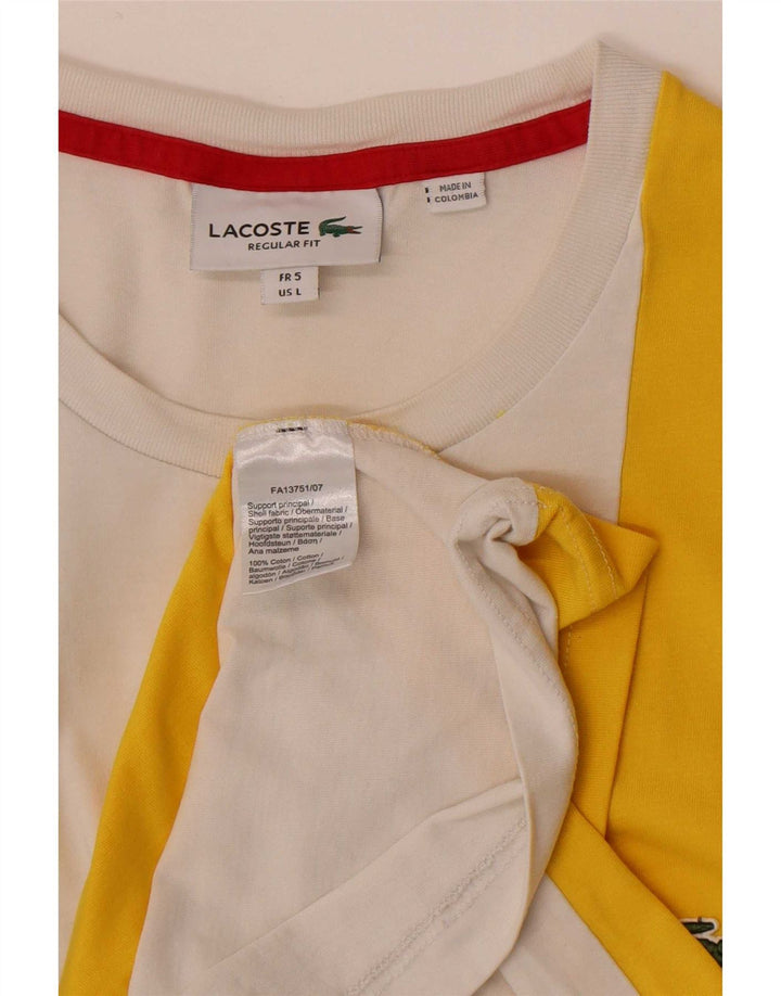 Lacoste Мужская футболка с рисунком, размер 5, большая, разноцветная, с цветными блоками