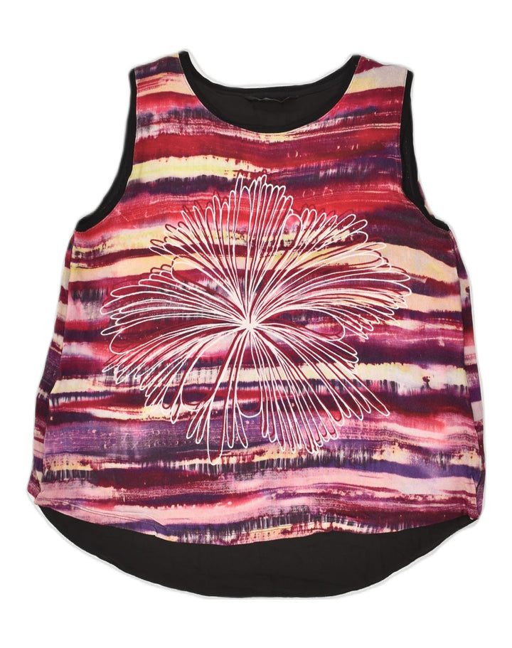 DESIGUAL Womens Sleeveless Blouse Top UK 14 Large Purple Striped Viscose | Vintage Desigual | Thrift | Second-Hand Desigual | Used Clothing | Messina Hembry 