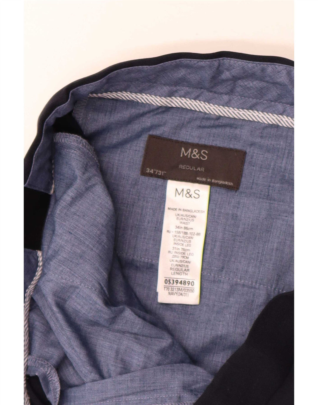 Мужские брюки чиносы Marks & Spencer W34 L31 темно-синие, полиэстер стандартного размера