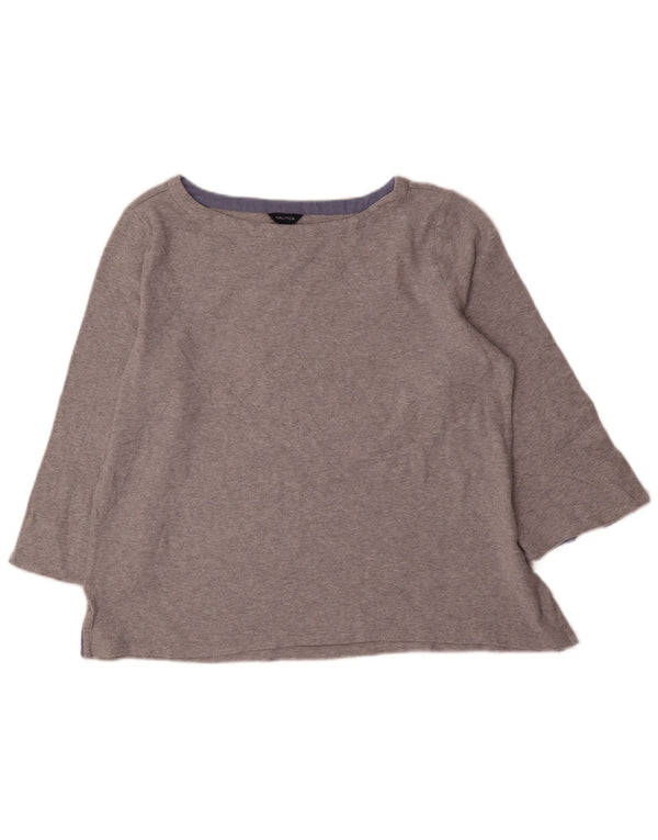 Женский топ Nautica с рукавом 3/4, Великобритания, 18 XL, серый хлопок