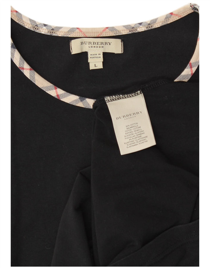 Женский топ Burberry с длинным рукавом UK 14, большой черный хлопок