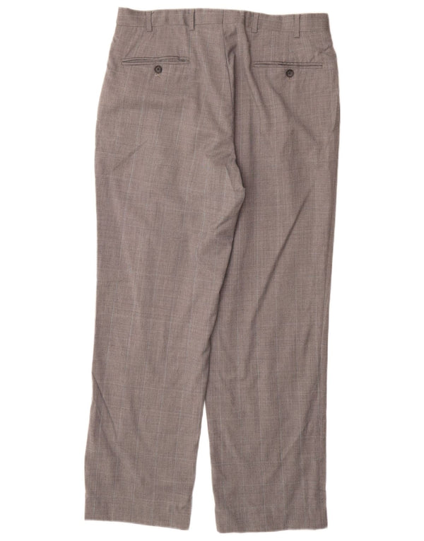 BROOKS BROTHERS Mens 346 Straight Suit Trousers W34 L32 Grey Check Wool
