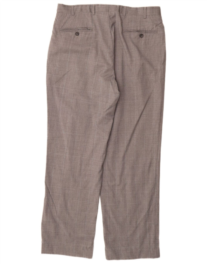 Мужские прямые костюмные брюки BROOKS BROTHERS 346 W34 L32 серые, шерстяные в клетку