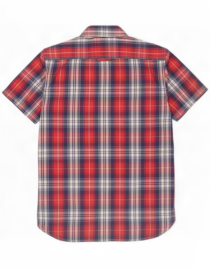 Superdry Мужская рубашка с коротким рукавом, большая красная клетка