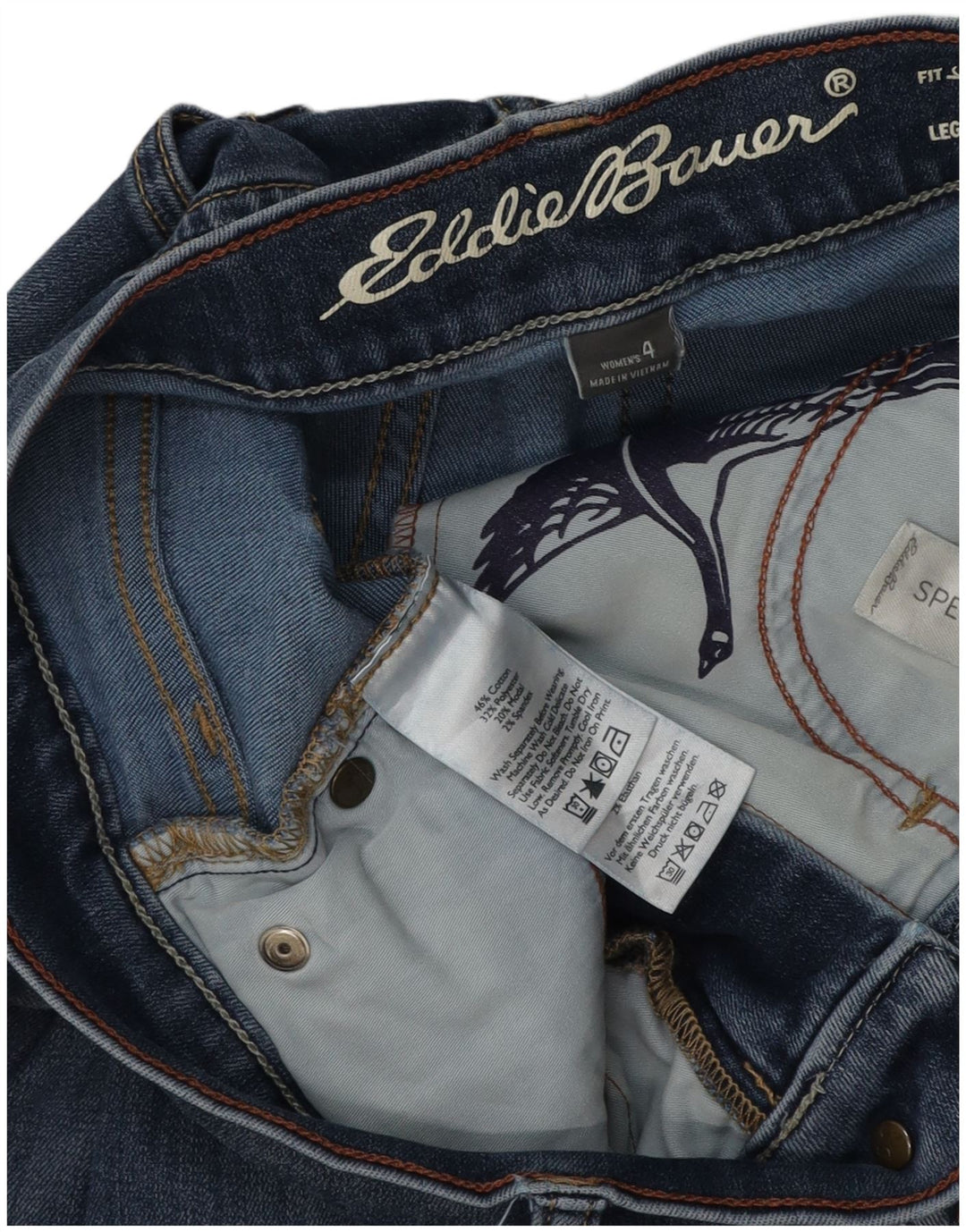EDDIE BAUER Женские слегка пышные узкие джинсы США 4, маленькие W28 L30, синие