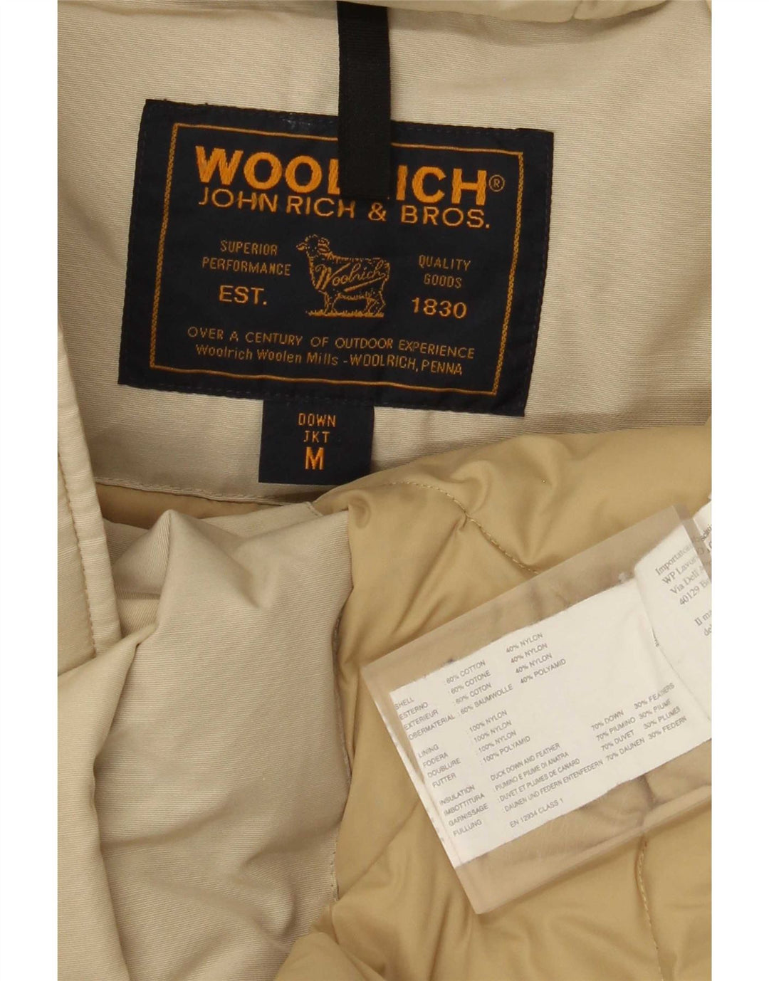 Женское стеганое пальто с капюшоном Woolrich UK 14, средний бежевый хлопок